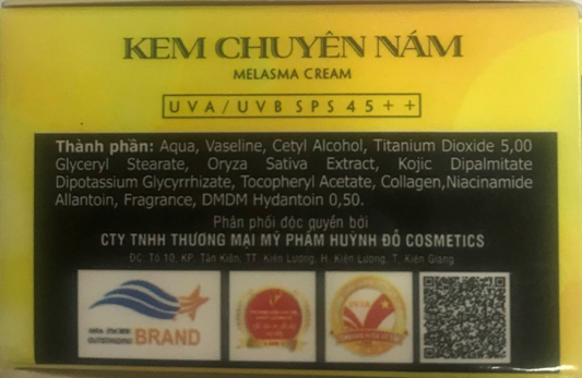 Thông báo V/v đình chỉ lưu hành, thu hồi mỹ phẩm (Kem chuyên nám, Số lô: 06 HD FN5G; NSX: 01/6/2020; HSD: 01/6/2023) không đạt tiêu chuẩn chất lượng.